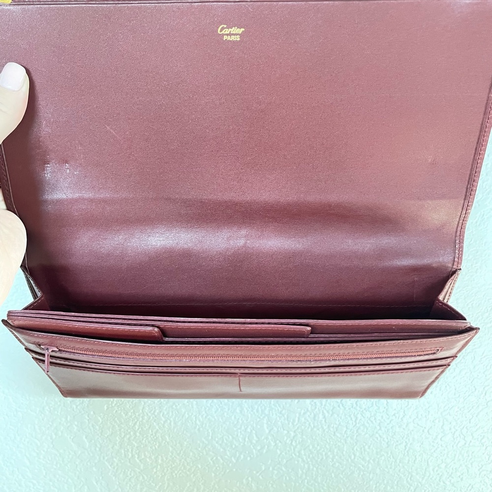 SOLD: Vintage Cartier Clutch Wine/Burgundy with Gold Hardware ❤️❤️❤️ - Picture 8 of 16